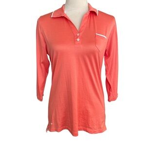Peter Millar Polo Womens M Luxury Cotton Orange Preppy Classic Resort Wear Golf